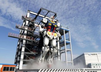 Novo Gundam móvel de 18 metros é exibido em Yokohama pela primeira vez para a imprensa