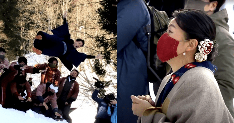 Ritual japonês joga maridos bêbados em penhasco