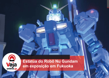 Estátua do robô Nu Gundam, em tamanho real, é exposta em Fukuoka, no sul do Japão