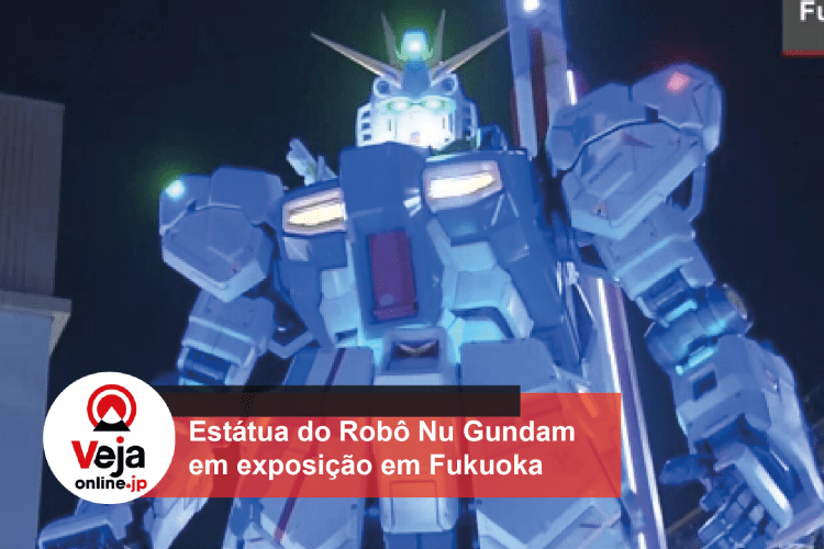 Estátua do robô Nu Gundam, em tamanho real, é exposta em Fukuoka, no sul do Japão