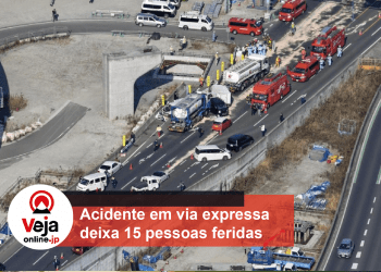 Acidente envolvendo 20 veículos, deixa 15 pessoas feridas em via expressa no oeste do Japão