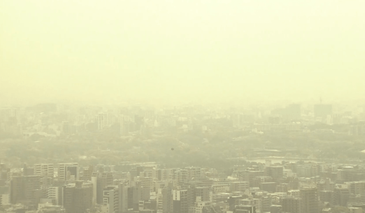 Areia amarela proveniente da China é registrada em amplas áreas do Japão