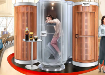 Cápsulas de dormir em pé chega ao café de Tóquio prometendo aliviar a fadiga e o estresse