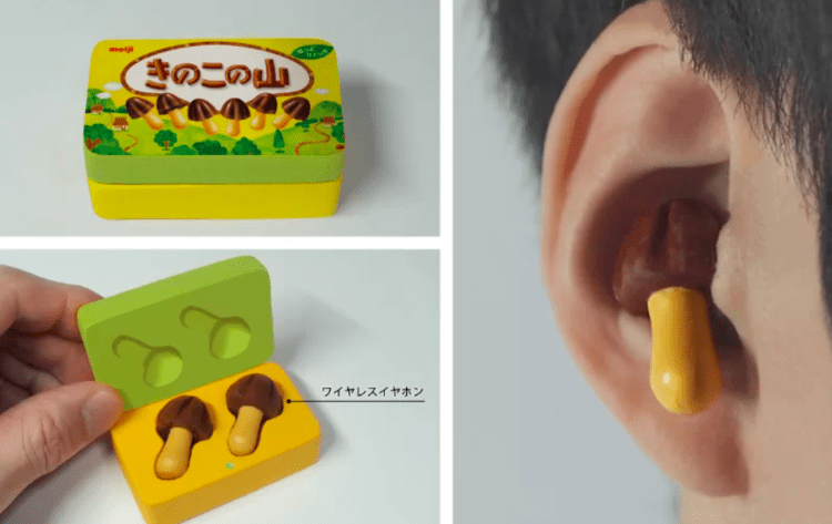 Meiji lança fones de ouvido em forma de cogumelo baseados no popular chocolate Kinoko no Yama