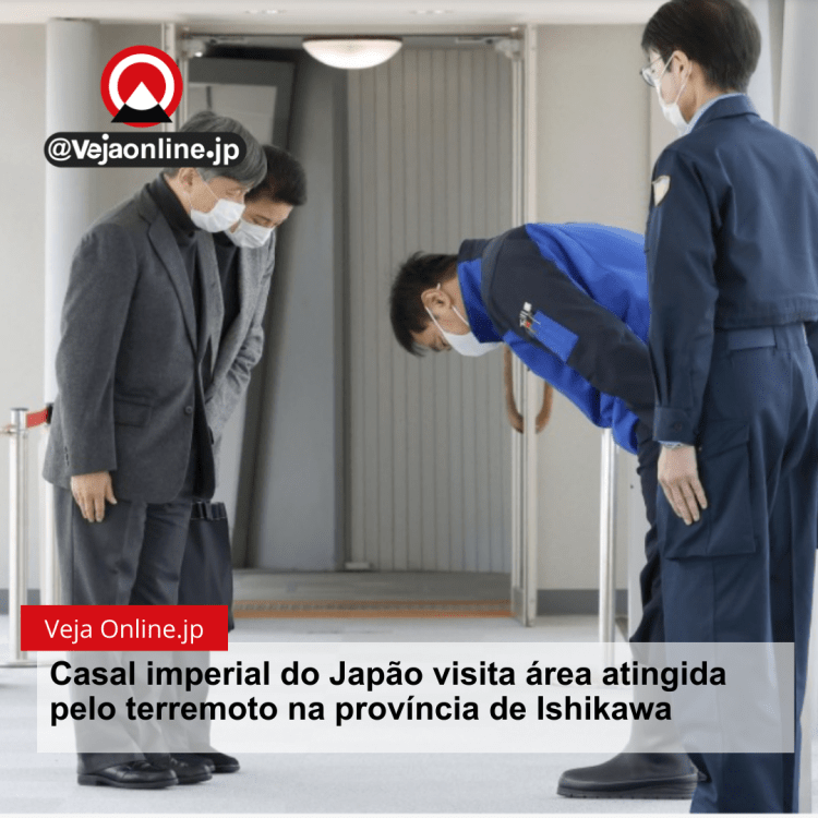 Casal imperial do Japão visita área atingida pelo terremoto na província de Ishikawa