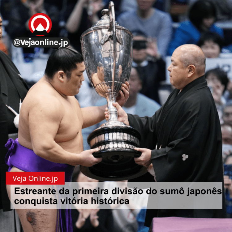 Estreante da primeira divisão do sumô japonês conquista vitória histórica