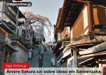 Árvore Sakura cai sobre idoso em Sannenzaka, perto do templo Kiyomizu, em Kyoto