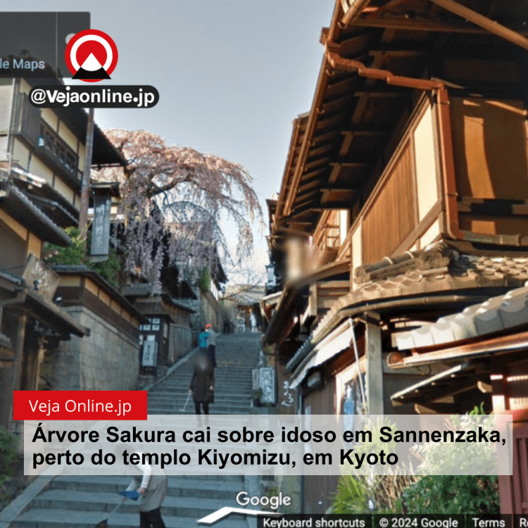 Árvore Sakura cai sobre idoso em Sannenzaka, perto do templo Kiyomizu, em Kyoto