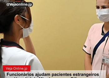 Funcionários ajudam pacientes estrangeiros em Hospital de Minokamo, em Gifu