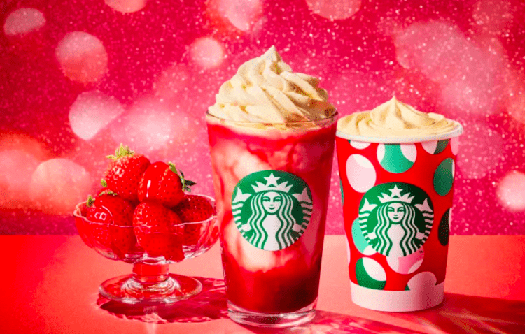 Starbucks lança nova bebida em celebração ao Natal com sabor de morango