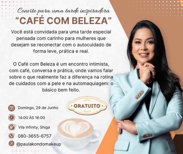 Paula Kondo promove “Café com Beleza” na Villa Infinity, em Shiga