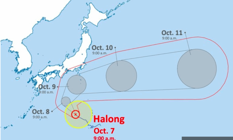 Tufão Halong se intensifica e pode se aproximar do sul de Kanto