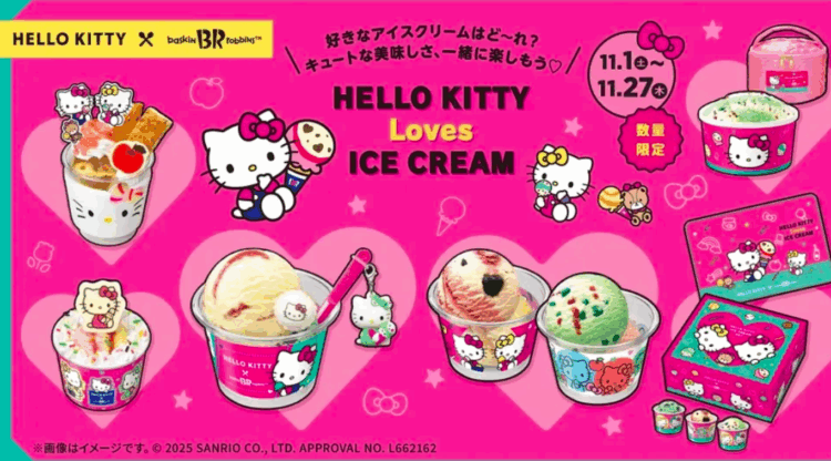 Baskin-Robbins Japão lança campanha “Hello Kitty Loves Ice Cream” com sobremesas temáticas e brindes exclusivos